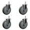 Service Caster 6'' Gray Polyurethane Wheel Swivel 7/16'' Grip Ring Stem Caster Set, 4PK SCC-GR20S614-PPUB-716138-4 - alternate 1